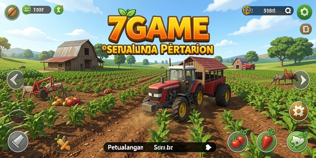 Tampilan gameplay 7GAME yang menampilkan aktivitas pertanian yang seru.