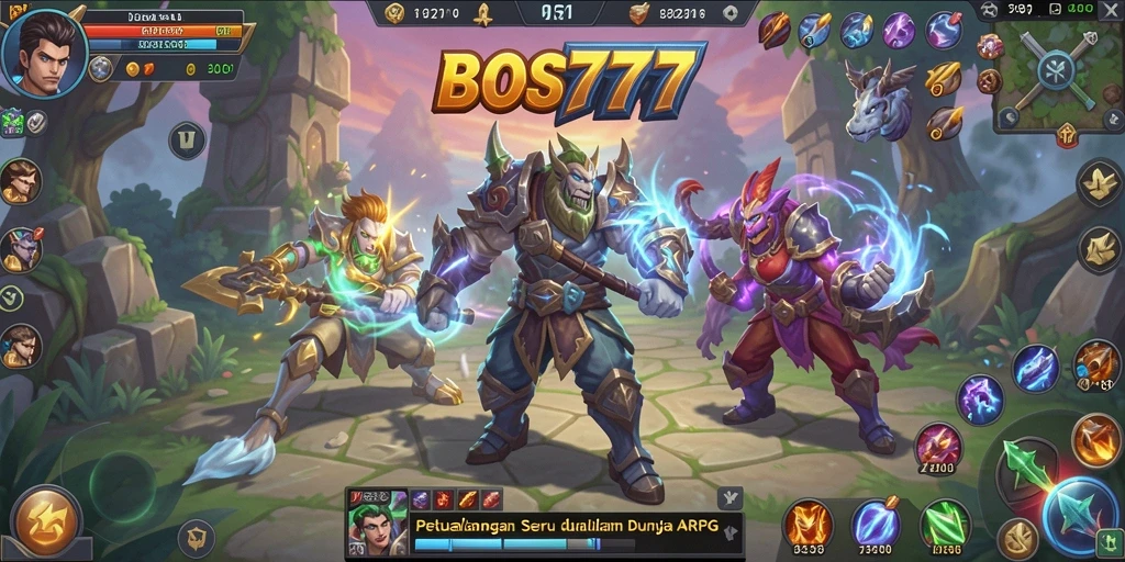 Screenshot gameplay ARPG yang menampilkan aksi mendebarkan dalam BOS777.