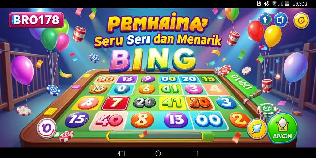 Tampilan layar permainan Bingo yang penuh warna dan interaktif.