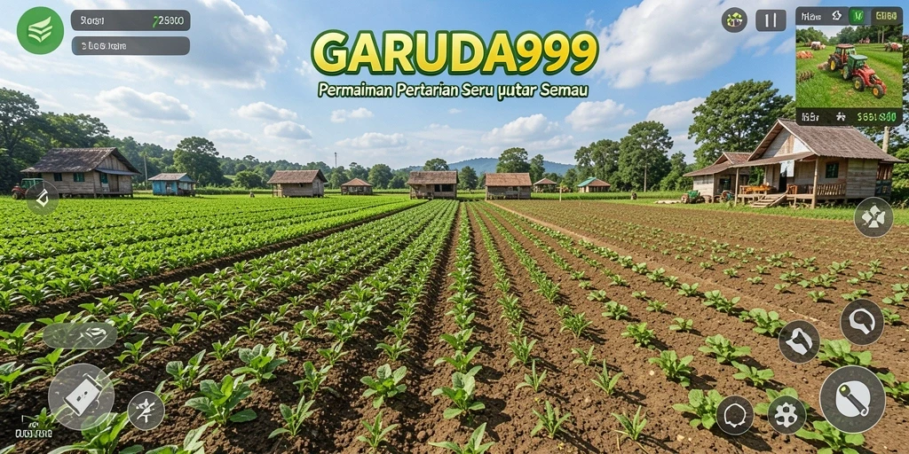 Screenshot GARUDA999 menampilkan gameplay pertanian yang menarik dan penuh warna.