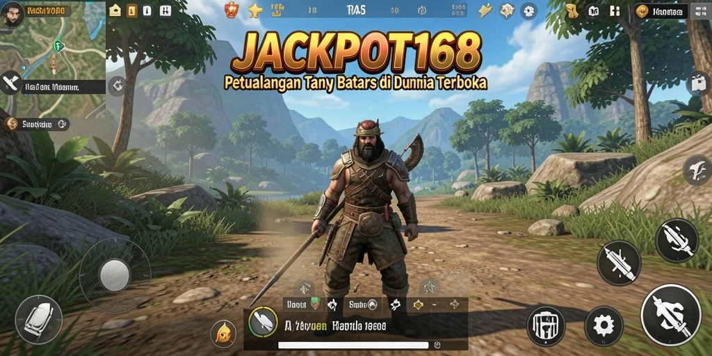 Tangkapan layar JACKPOT168 menampilkan aksi seru di dunia terbuka.