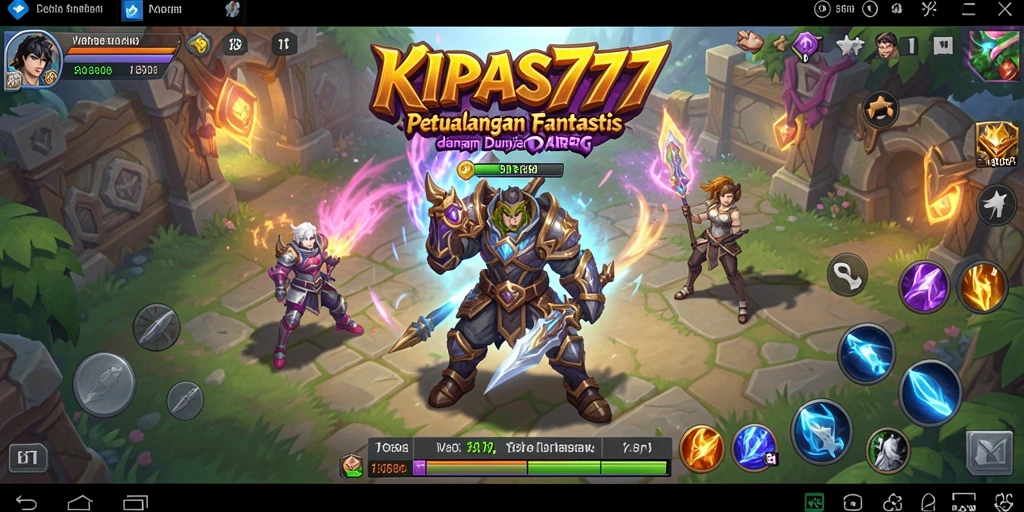 Screenshot gameplay KIPAS777 menampilkan pertarungan epik dan karakter yang beragam.