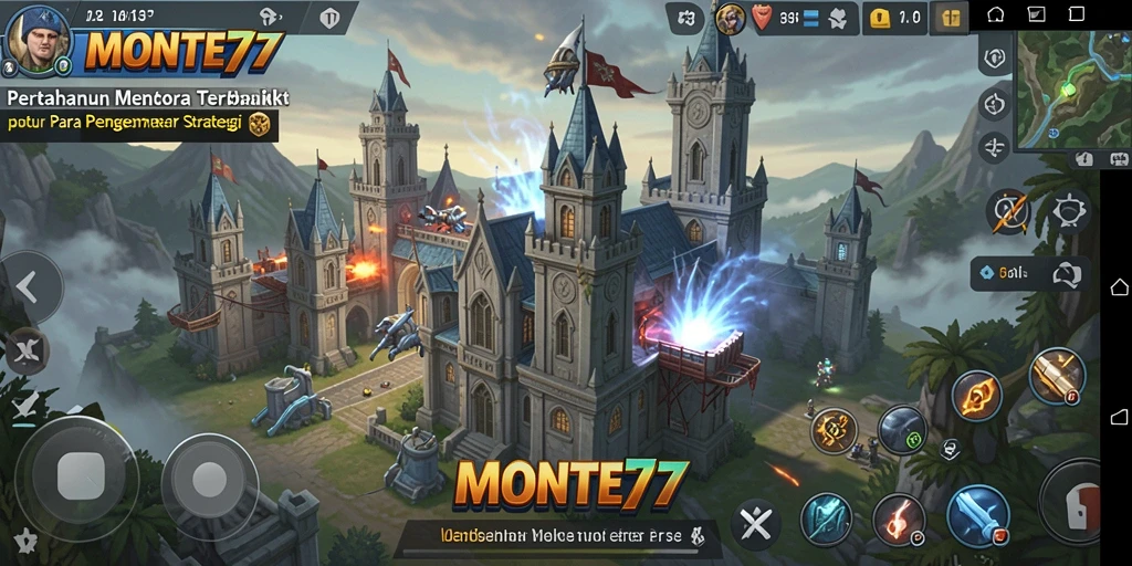 Screenshot gameplay MONTE77 menampilkan menara yang siap bertahan dari serangan musuh.