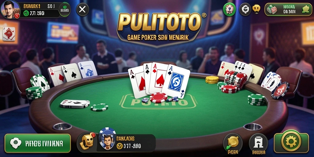 Screenshot utama PULITOTO menampilkan gameplay poker yang menegangkan.
