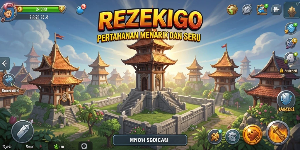Tampilan gameplay menegangkan di REZEKIGO dengan strategi menara yang cerdas.