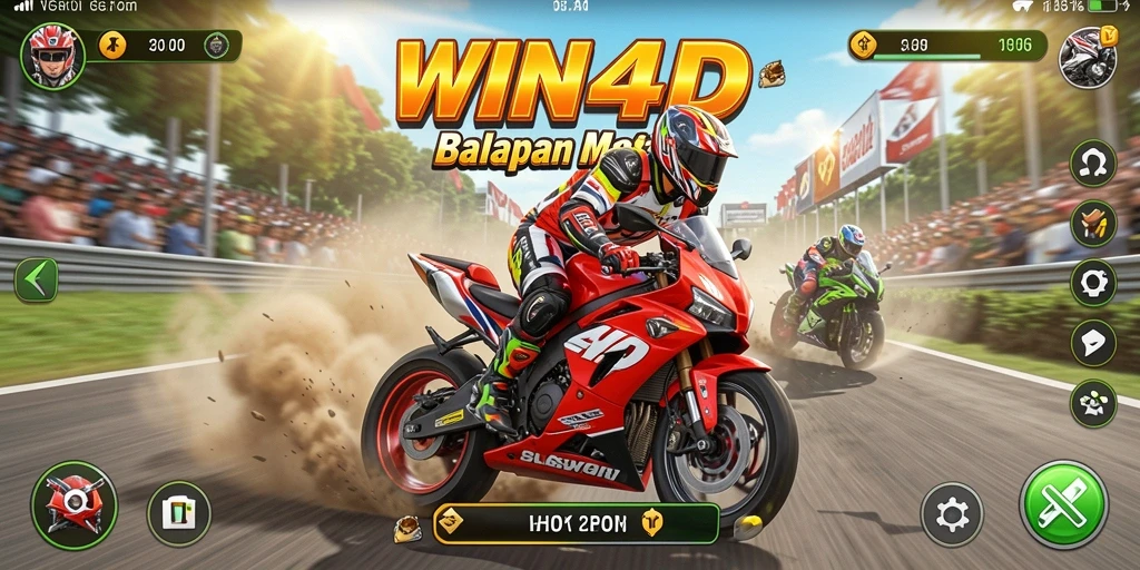 Tampilan gameplay seru dari balapan motor WIN4D yang memukau.